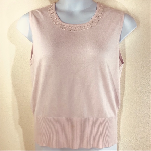unbranded Tops - George Pink Sleeveless Beaded Shell Size XL 16/18